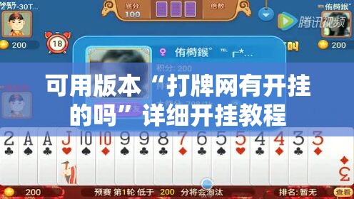 可用版本“打牌网有开挂的吗	”详细开挂教程