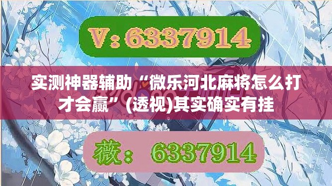实测神器辅助“微乐河北麻将怎么打才会赢”(透视)其实确实有挂