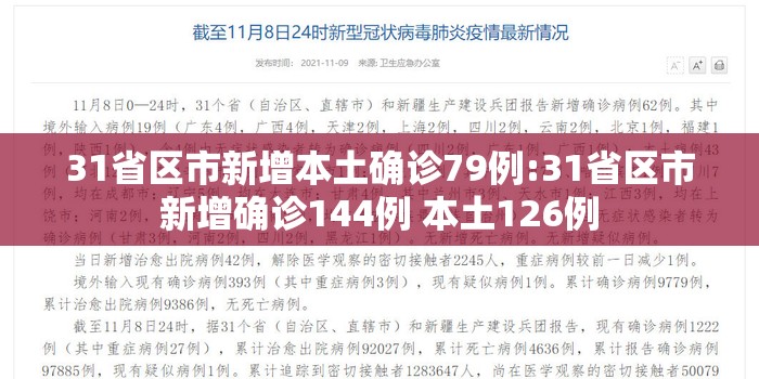 31省区市新增本土确诊79例:31省区市新增确诊144例 本土126例 31省区市新增本土确诊79例:31省区市新增确诊144例 本土126例