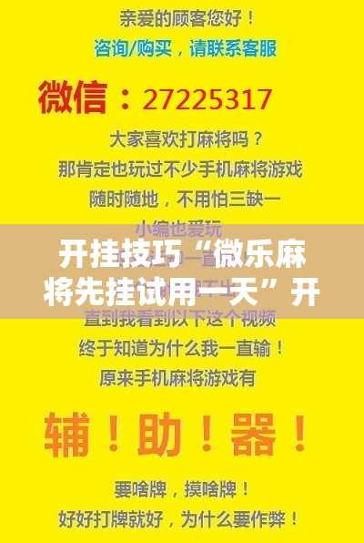 开挂技巧“微乐麻将先挂试用一天”开挂辅助脚本+详细开挂安装教程