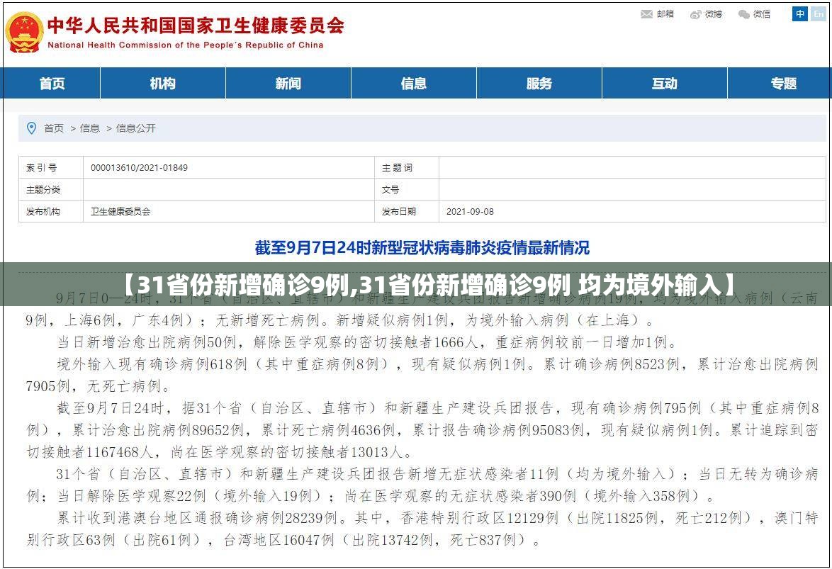 【31省份新增确诊9例,31省份新增确诊9例 均为境外输入】
