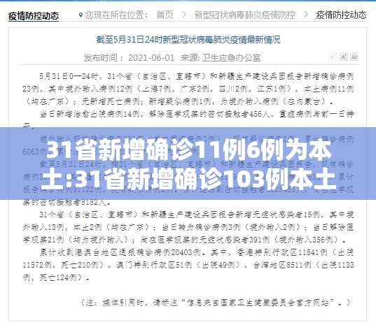 31省新增确诊11例6例为本土:31省新增确诊103例本土88例 31省新增确诊11例6例为本土:31省新增确诊103例本土88例