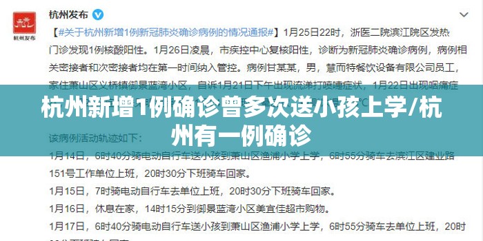 杭州新增1例确诊曾多次送小孩上学/杭州有一例确诊 杭州新增1例确诊曾多次送小孩上学/杭州有一例确诊