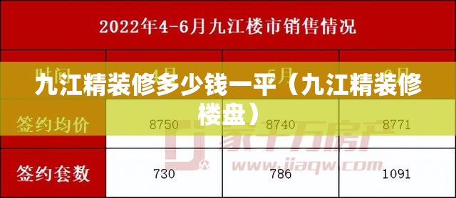九江精装修多少钱一平（九江精装修楼盘）
