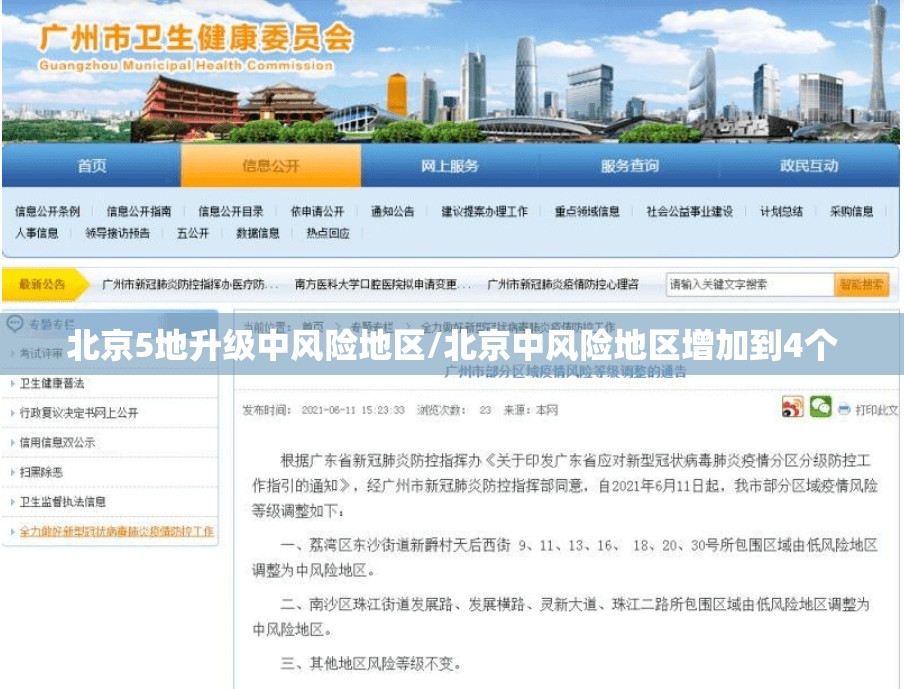 北京5地升级中风险地区/北京中风险地区增加到4个