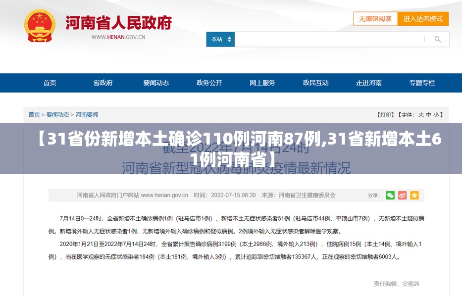 【31省份新增本土确诊110例河南87例,31省新增本土61例河南省】 【31省份新增本土确诊110例河南87例,31省新增本土61例河南省】