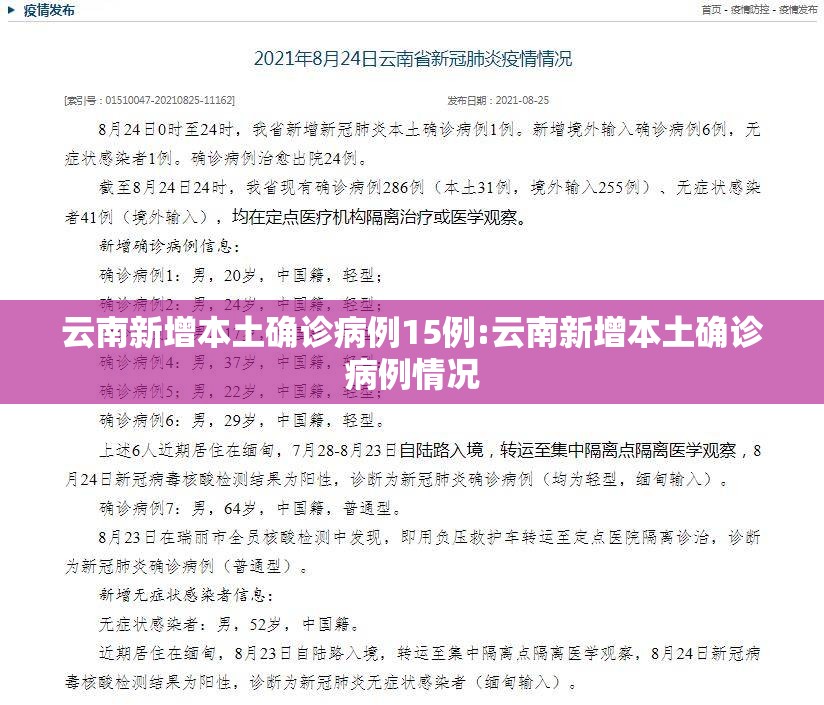 云南新增本土确诊病例15例:云南新增本土确诊病例情况 云南新增本土确诊病例15例:云南新增本土确诊病例情况