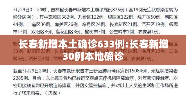 长春新增本土确诊633例:长春新增30例本地确诊 长春新增本土确诊633例:长春新增30例本地确诊