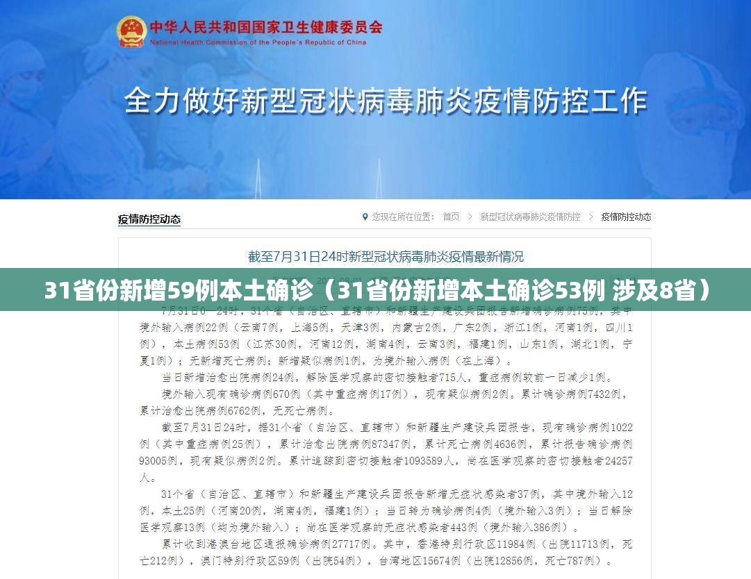 31省份新增59例本土确诊（31省份新增本土确诊53例 涉及8省）