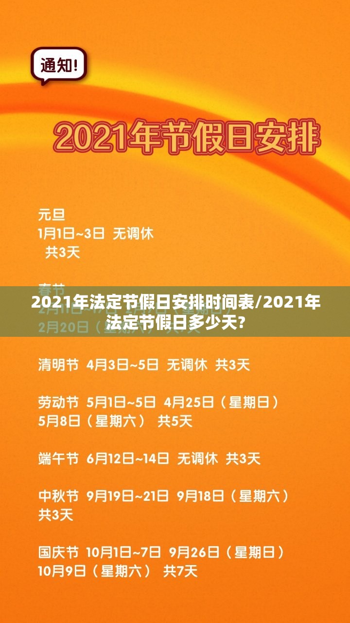 2021年法定节假日安排时间表/2021年法定节假日多少天? 2021年法定节假日安排时间表/2021年法定节假日多少天?