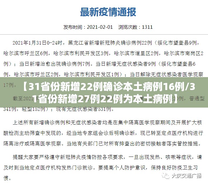【31省份新增22例确诊本土病例16例/31省份新增27例22例为本土病例】 【31省份新增22例确诊本土病例16例/31省份新增27例22例为本土病例】