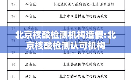 北京核酸检测机构造假:北京核酸检测认可机构