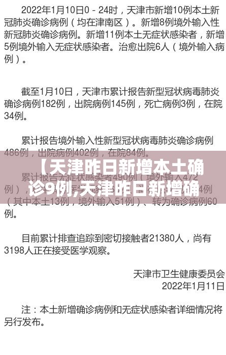 【天津昨日新增本土确诊9例,天津昨日新增确诊病例】 【天津昨日新增本土确诊9例,天津昨日新增确诊病例】