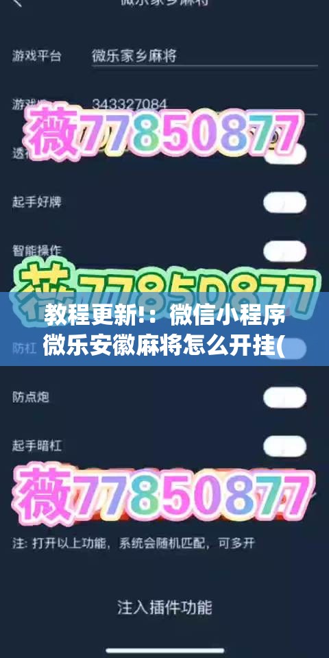 教程更新!：微信小程序微乐安徽麻将怎么开挂(透视)	”开挂辅助脚本+详细开挂安装教程