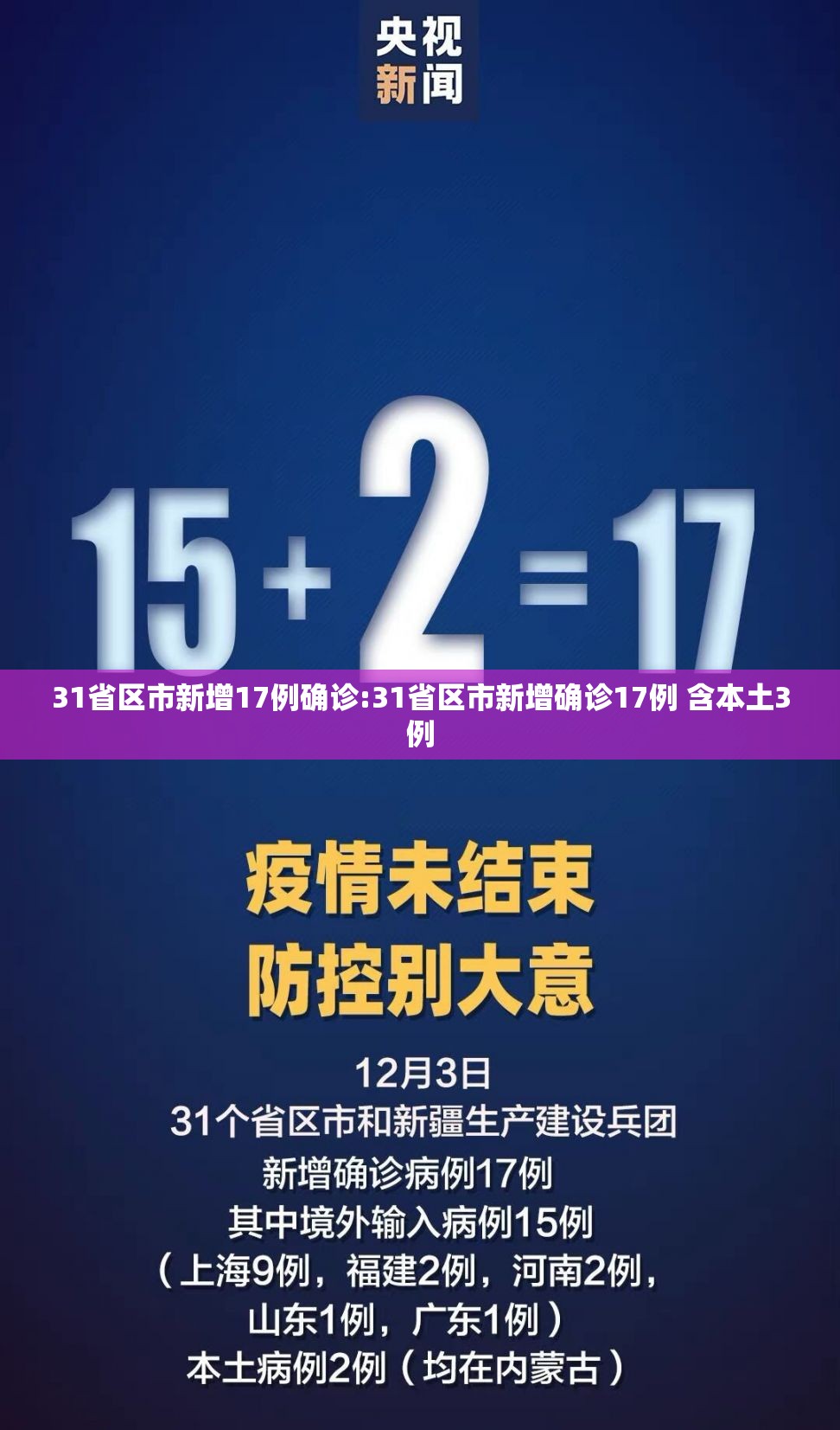 31省区市新增17例确诊:31省区市新增确诊17例 含本土3例 31省区市新增17例确诊:31省区市新增确诊17例 含本土3例