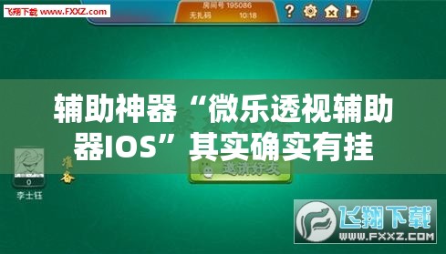 辅助神器“微乐透视辅助器IOS”其实确实有挂