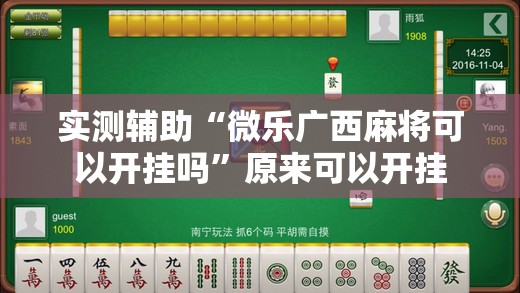 实测辅助“微乐广西麻将可以开挂吗”原来可以开挂