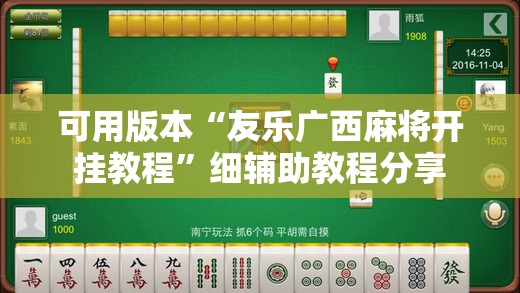 可用版本“友乐广西麻将开挂教程”细辅助教程分享