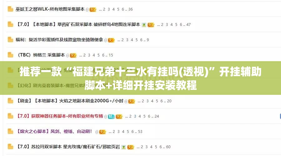 推荐一款“福建兄弟十三水有挂吗(透视)”开挂辅助脚本+详细开挂安装教程