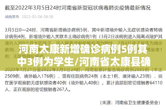 河南太康新增确诊病例5例其中3例为学生/河南省太康县确诊病例 河南太康新增确诊病例5例其中3例为学生/河南省太康县确诊病例