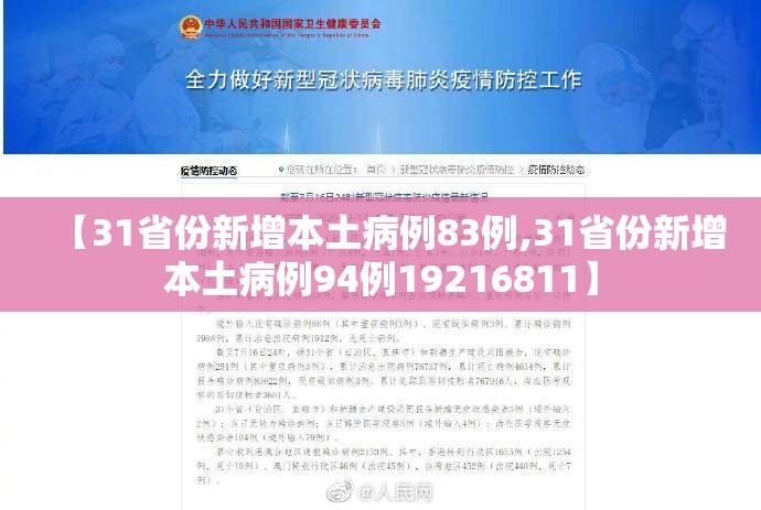 【31省份新增本土病例83例,31省份新增本土病例94例19216811】 【31省份新增本土病例83例,31省份新增本土病例94例19216811】