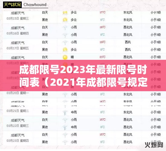 成都限号2023年最新限号时间表(2021年成都限号规定 时间) 成都限号2023年最新限号时间表(2021年成都限号规定 时间)