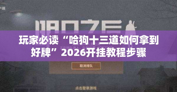 玩家必读“哈狗十三道如何拿到好牌”2026开挂教程步骤