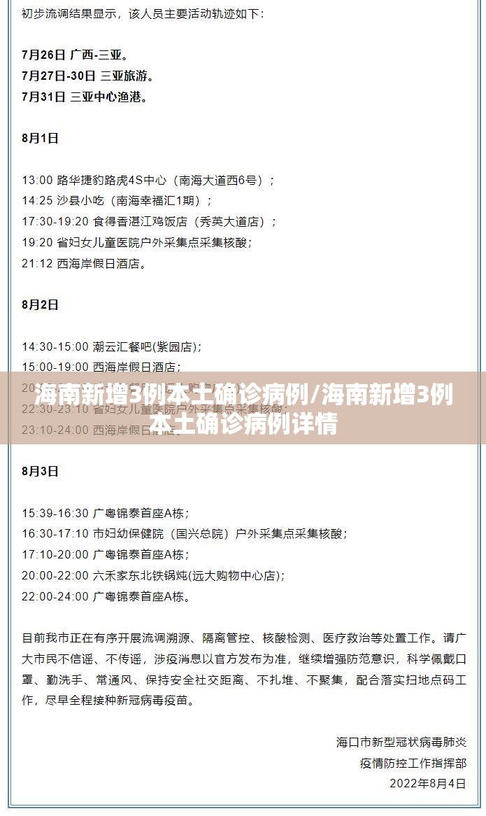 海南新增3例本土确诊病例/海南新增3例本土确诊病例详情 海南新增3例本土确诊病例/海南新增3例本土确诊病例详情