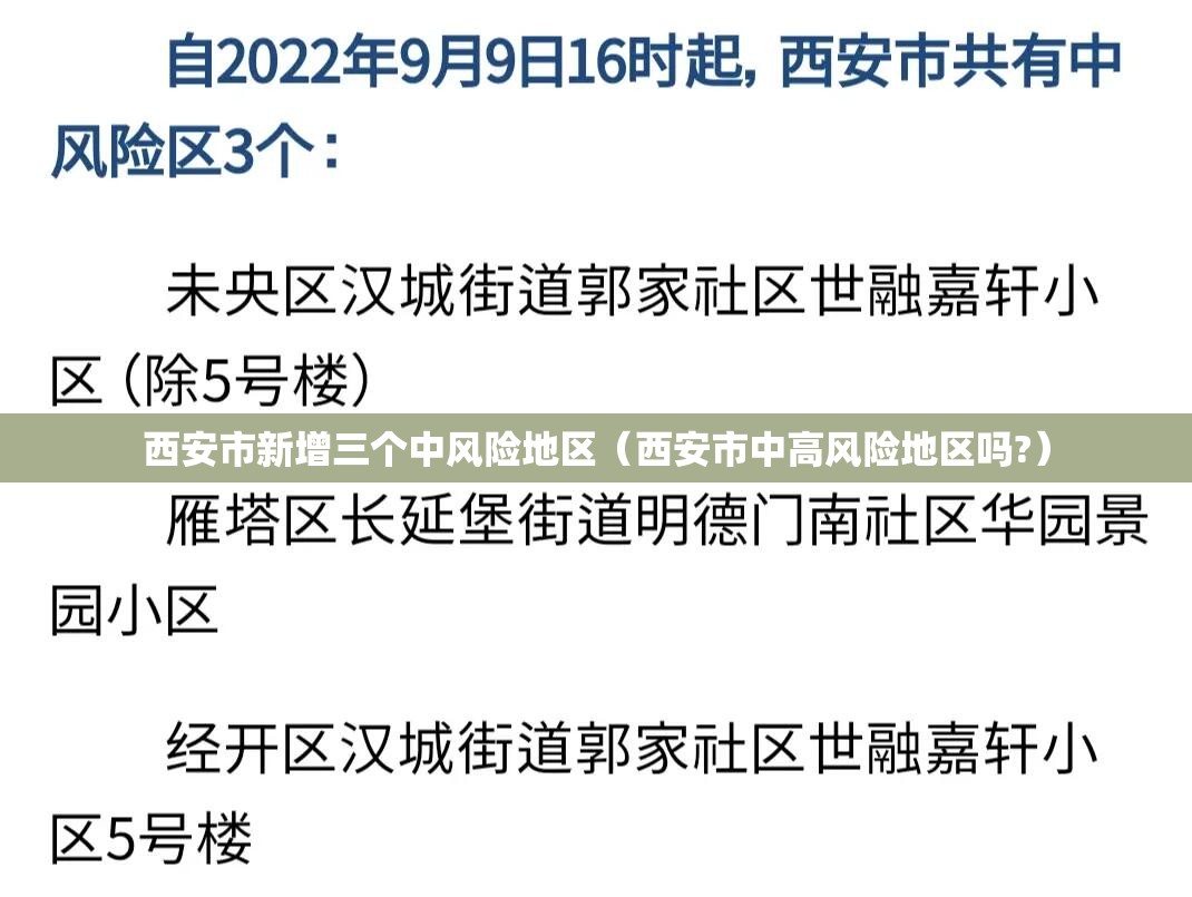 西安市新增三个中风险地区（西安市中高风险地区吗?）