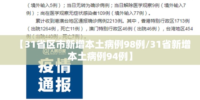 【31省区市新增本土病例98例/31省新增本土病例94例】