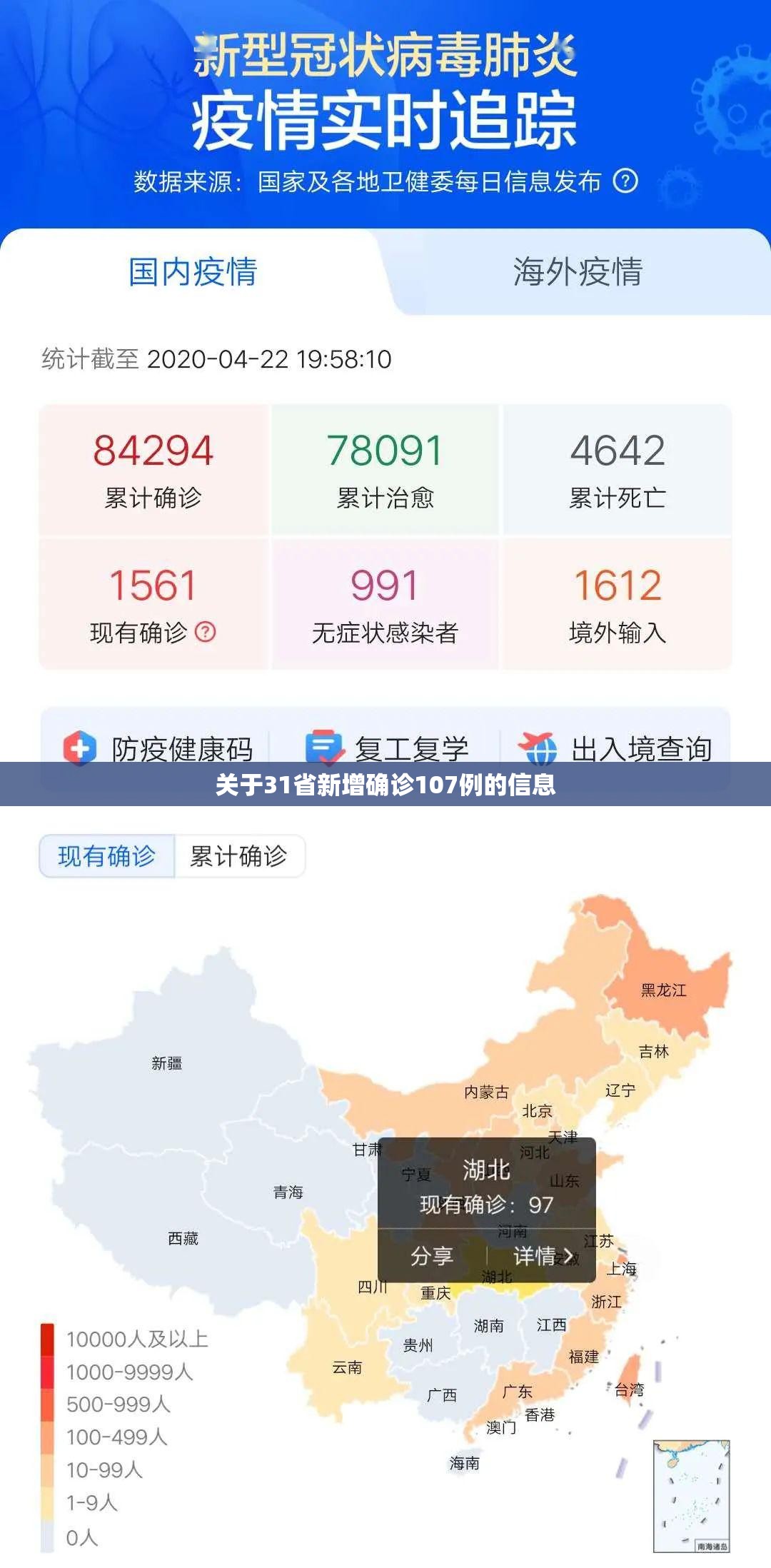 关于31省新增确诊107例的信息 关于31省新增确诊107例的信息