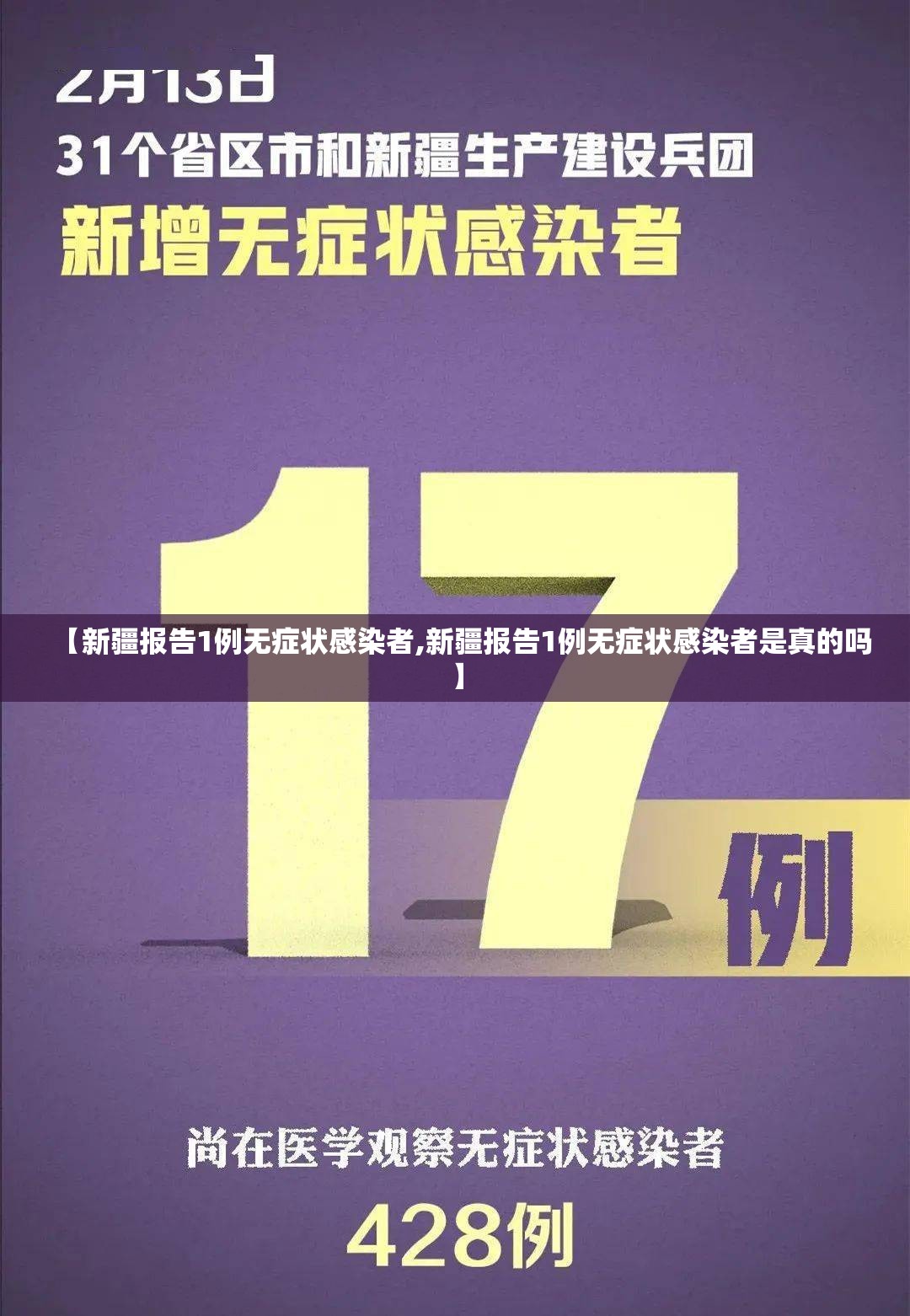 【新疆报告1例无症状感染者,新疆报告1例无症状感染者是真的吗】 【新疆报告1例无症状感染者,新疆报告1例无症状感染者是真的吗】