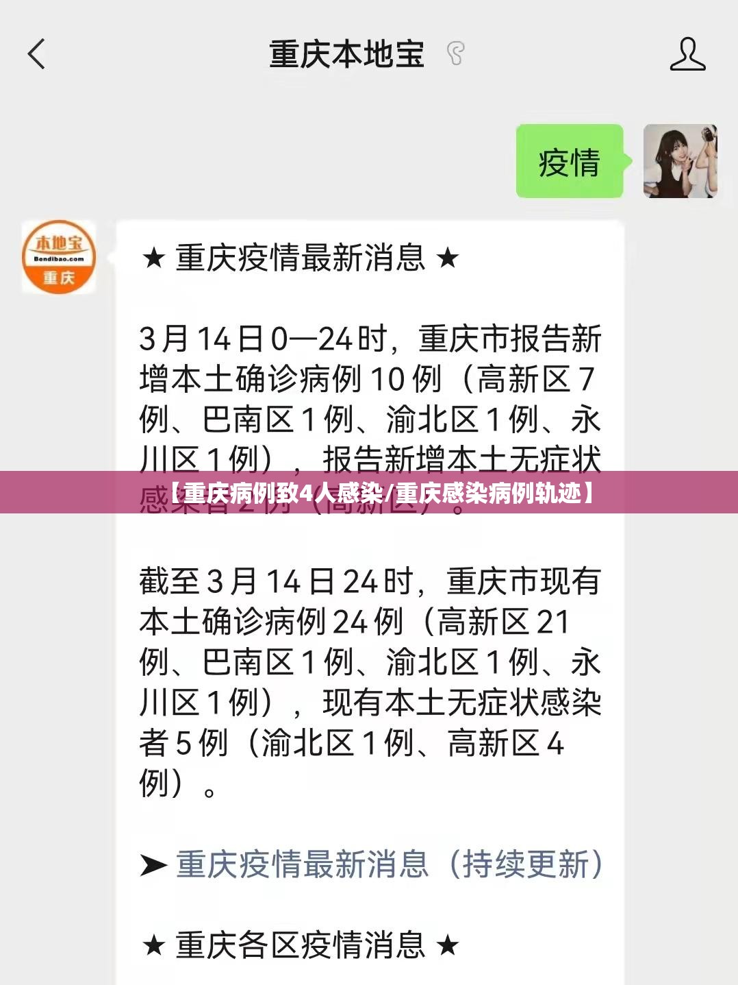 【重庆病例致4人感染/重庆感染病例轨迹】 【重庆病例致4人感染/重庆感染病例轨迹】