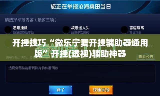 开挂技巧“微乐宁夏开挂辅助器通用版”开挂(透视)辅助神器