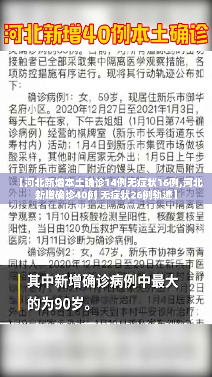 【河北新增本土确诊14例无症状16例,河北新增确诊40例 无症状26例轨迹】