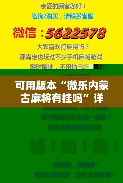 可用版本“微乐内蒙古麻将有挂吗”详细分享装挂步骤