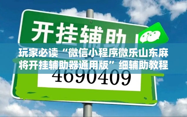 玩家必读“微信小程序微乐山东麻将开挂辅助器通用版”细辅助教程分享