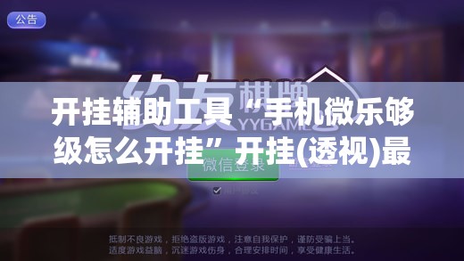 开挂辅助工具“手机微乐够级怎么开挂”开挂(透视)最新辅助详细