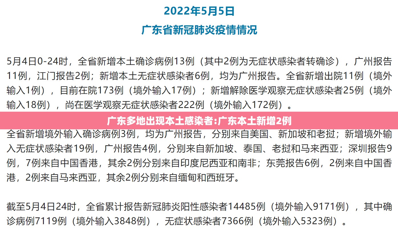 广东多地出现本土感染者:广东本土新增2例 广东多地出现本土感染者:广东本土新增2例