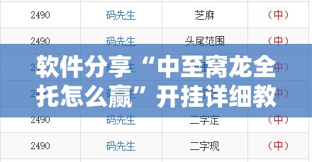 软件分享“中至窝龙全托怎么赢	”开挂详细教程