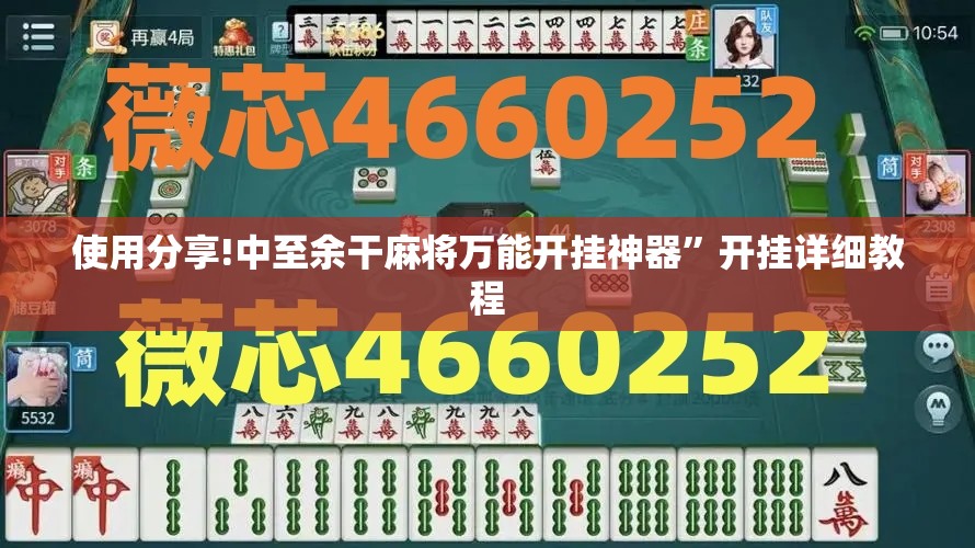 使用分享!中至余干麻将万能开挂神器”开挂详细教程