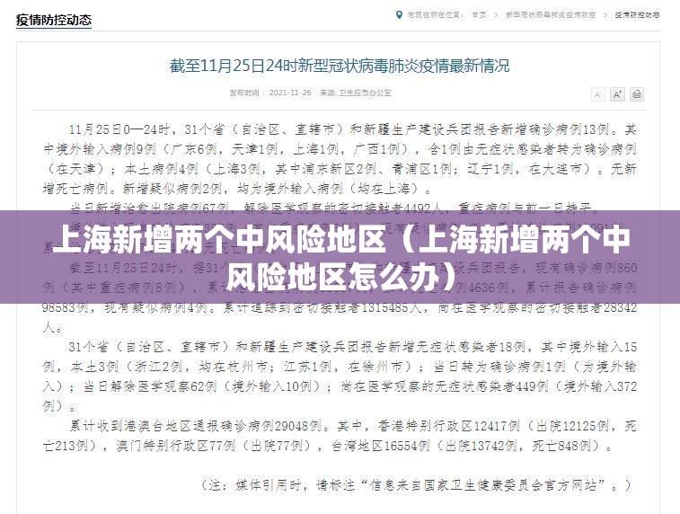 上海新增两个中风险地区(上海新增两个中风险地区怎么办) 上海新增两个中风险地区(上海新增两个中风险地区怎么办)