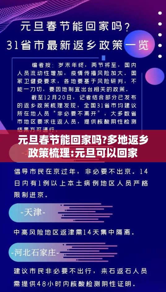 元旦春节能回家吗?多地返乡政策梳理:元旦可以回家 元旦春节能回家吗?多地返乡政策梳理:元旦可以回家