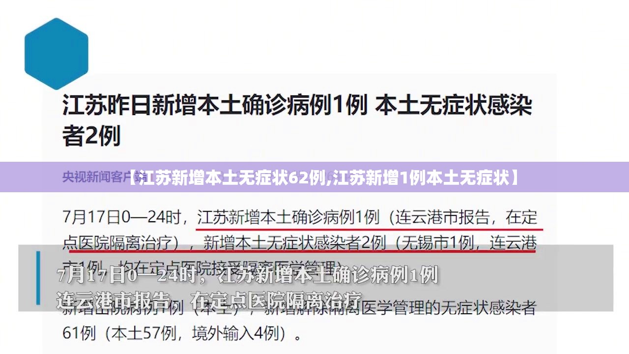 【江苏新增本土无症状62例,江苏新增1例本土无症状】 【江苏新增本土无症状62例,江苏新增1例本土无症状】
