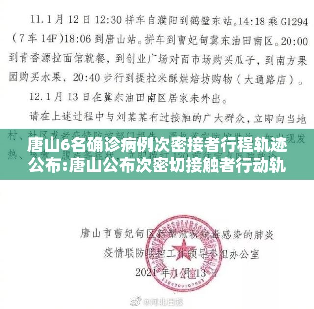唐山6名确诊病例次密接者行程轨迹公布:唐山公布次密切接触者行动轨迹 唐山6名确诊病例次密接者行程轨迹公布:唐山公布次密切接触者行动轨迹
