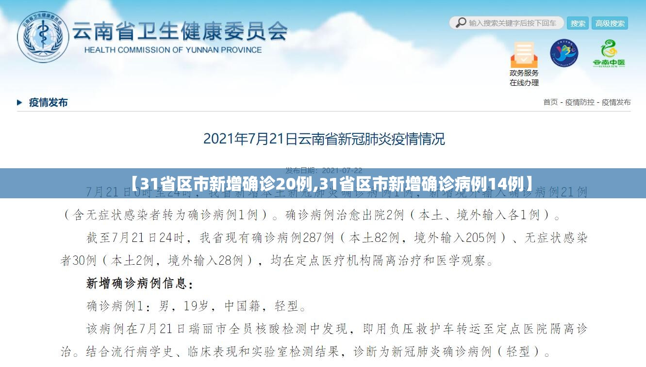 【31省区市新增确诊20例,31省区市新增确诊病例14例】