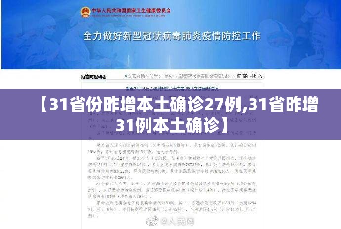 【31省份昨增本土确诊27例,31省昨增31例本土确诊】 【31省份昨增本土确诊27例,31省昨增31例本土确诊】