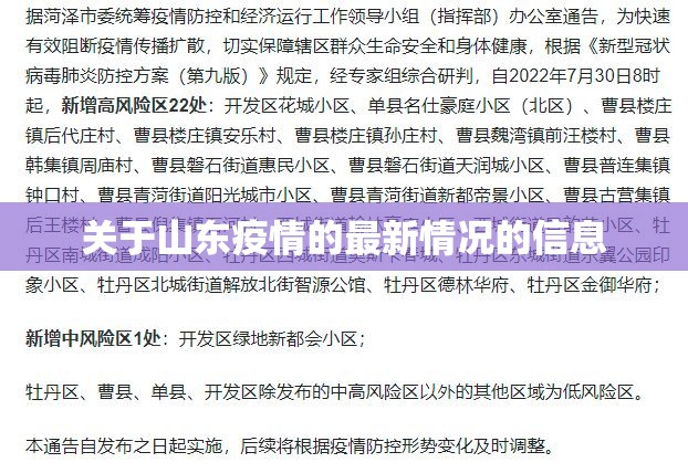 关于山东疫情的最新情况的信息 关于山东疫情的最新情况的信息
