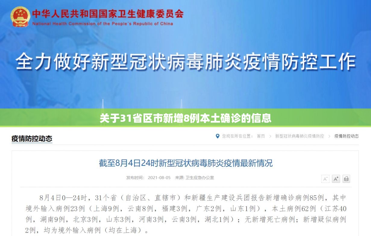 关于31省区市新增8例本土确诊的信息 关于31省区市新增8例本土确诊的信息