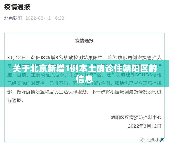 关于北京新增1例本土确诊住朝阳区的信息 关于北京新增1例本土确诊住朝阳区的信息